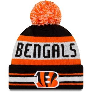 Cincinnati Bengals New Era Black Jake Striped Cuffed Knit Hat with Pom